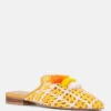 MARIANA Yellow Woven Flat Mules With Tassels