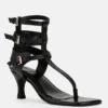 NEREID Black Kitten Heel Cut Out Gladiator Sandals