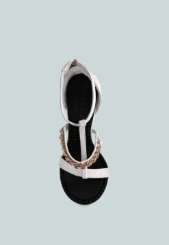 DAKOTA Metal Chain Embellishment Sandals In White -Velvettes Shoes Shop 7 fac5f095 7674 4b51 a5ca 7219e632e7e3