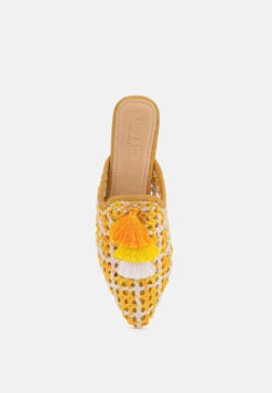 MARIANA Yellow Woven Flat Mules With Tassels -Velvettes Shoes Shop 8 5f77fb85 9969 4570 b643 48638fdaed87