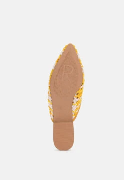 MARIANA Yellow Woven Flat Mules With Tassels -Velvettes Shoes Shop 9