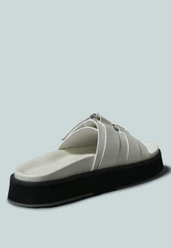 ANISTON Buckled Flatform White Slip-On Sandal 12 ANISTON Buckled Flatform White Slip-On Sandal -Velvettes Shoes Shop ANISTONBUCKLEDFLATFORMWHITESLIPONSANDAL RCSH2375White 3