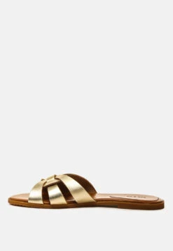 ARIS Gold Strappy Slip-on Sandal -Velvettes Shoes Shop ARISGoldStrappySlip onSandal SH2123 Gold 7