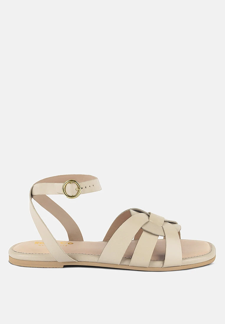ASHTON Beige Flat Ankle Strap Sandals 4 ASHTON Beige Flat Ankle Strap Sandals - Image 2