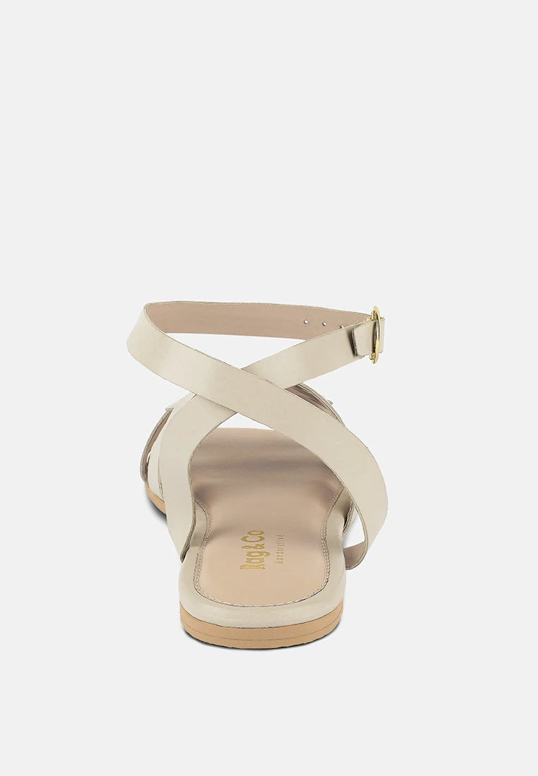 ASHTON Beige Flat Ankle Strap Sandals 7 ASHTON Beige Flat Ankle Strap Sandals - Image 5