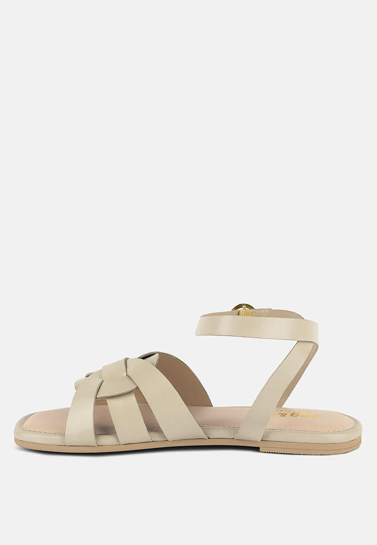 ASHTON Beige Flat Ankle Strap Sandals 6 ASHTON Beige Flat Ankle Strap Sandals - Image 4