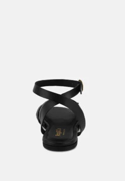 ASHTON Black Flat Ankle Strap Sandals 13 ASHTON Black Flat Ankle Strap Sandals -Velvettes Shoes Shop ASHTONBlackFlatAnkleStrapSandals RCSH4099 BLACK 2