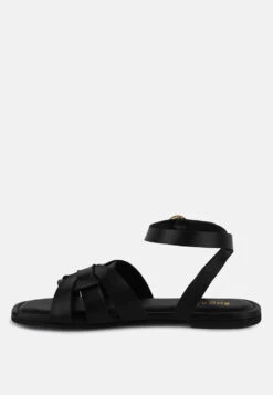ASHTON Black Flat Ankle Strap Sandals 12 ASHTON Black Flat Ankle Strap Sandals -Velvettes Shoes Shop ASHTONBlackFlatAnkleStrapSandals RCSH4099 BLACK 3