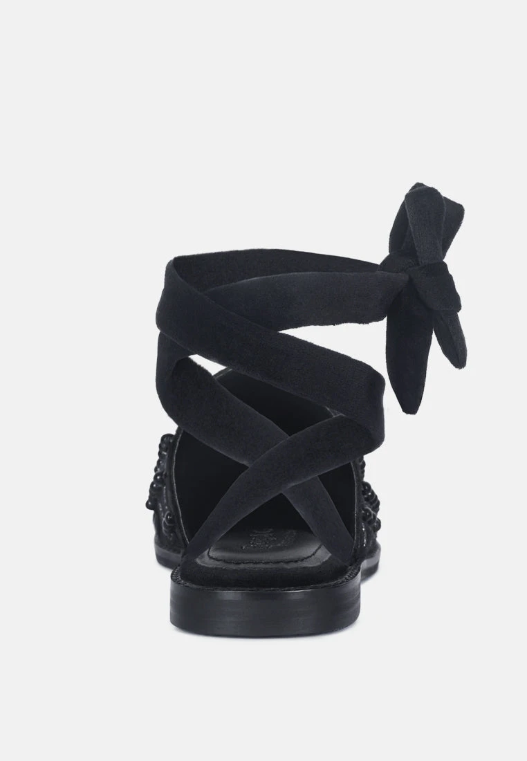 Asante Crisscross Beaded Veil Velvet Mules In Black 7 Asante Crisscross Beaded Veil Velvet Mules In Black - Image 5