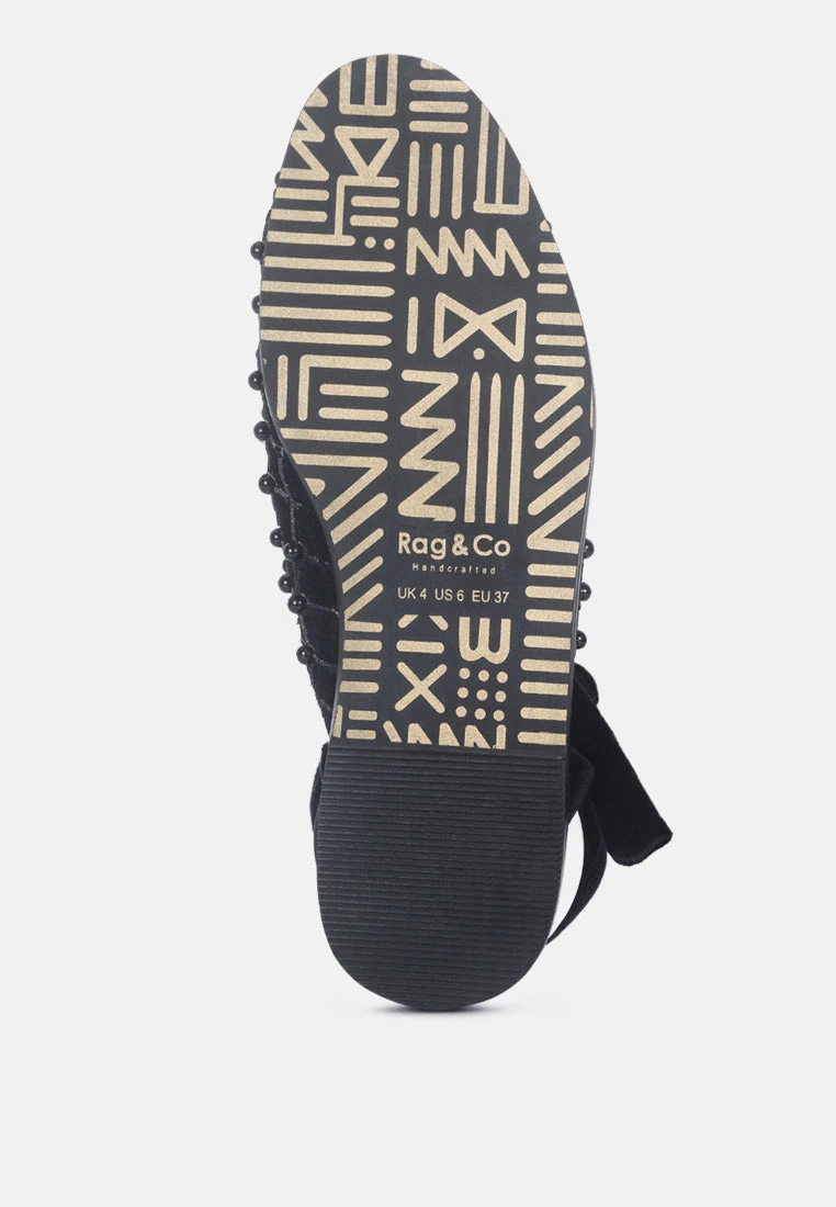 Asante Crisscross Beaded Veil Velvet Mules In Black 8 Asante Crisscross Beaded Veil Velvet Mules In Black - Image 6