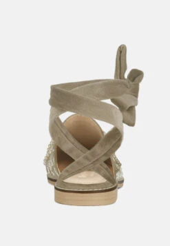 Asante Crisscross Beaded Veil Velvet Mules In Taupe -Velvettes Shoes Shop AsanteCrisscrossBeadedVeilVelvetMulesinTaupe RCSH2864 Taupe 6
