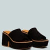 BARDOT Black Fine Suede Handcrafted Platform Slides 2 BARDOT Black Fine Suede Handcrafted Platform Slides -Velvettes Shoes Shop BARDOTBlackFineSuedeHandcraftedPlatformSlides RCSH2392 Black 2