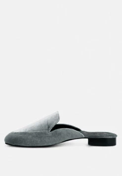 BATISTE Grey Velvet Handcrafted Mules -Velvettes Shoes Shop BATISTEGreyVelvetHandcraftedMules RCSH3124 Grey 8
