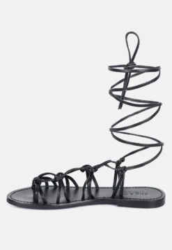 BAXEA Handcrafted Black Tie Up String Flats -Velvettes Shoes Shop BAXEAHandcraftedBlackTieUpStringFlats RCSH2952 Black 3