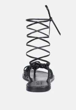 BAXEA Handcrafted Black Tie Up String Flats -Velvettes Shoes Shop BAXEAHandcraftedBlackTieUpStringFlats RCSH2952 Black 5