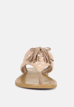 BEECH Handwoven Natural Latte Suede Tassel Thong Flats 10 BEECH Handwoven Natural Latte Suede Tassel Thong Flats -Velvettes Shoes Shop BEECHHandwovenNaturalLatteSuedeTasselThongFlats RCSH2951 Latte 3