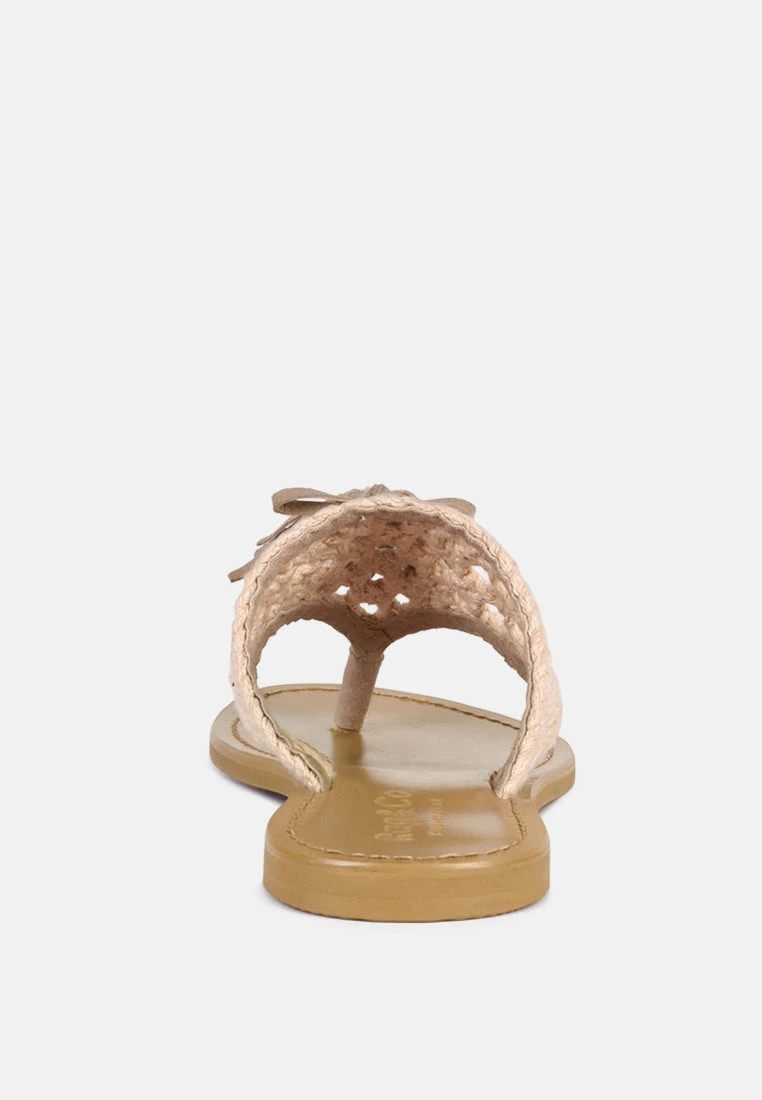 BEECH Handwoven Natural Latte Suede Tassel Thong Flats 7 BEECH Handwoven Natural Latte Suede Tassel Thong Flats - Image 5