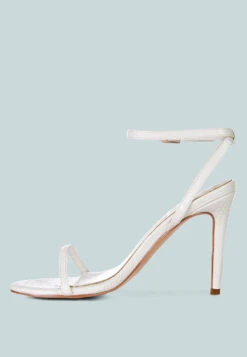BLONDES White Croc High Heeled Sandal -Velvettes Shoes Shop BLONDESWhiteCrocHighHeeledSandalRCSH3038OFFWHITE 1