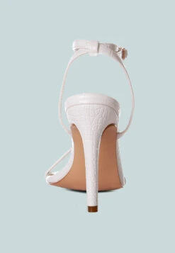 BLONDES White Croc High Heeled Sandal -Velvettes Shoes Shop BLONDESWhiteCrocHighHeeledSandalRCSH3038OFFWHITE 13