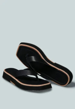 BLUNT Flat Thong Sandal In Black -Velvettes Shoes Shop BLUNTFlatThongSandalinBlack RCSH2379 Black 3