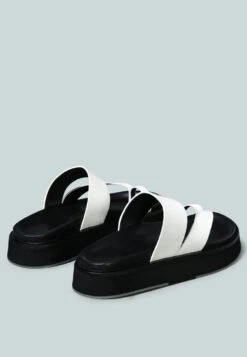 BULLOCK Slip-On Leather Sandal In White -Velvettes Shoes Shop BULLOCKSlip OnLeatherSandalinWhite RCSH2382 White 4