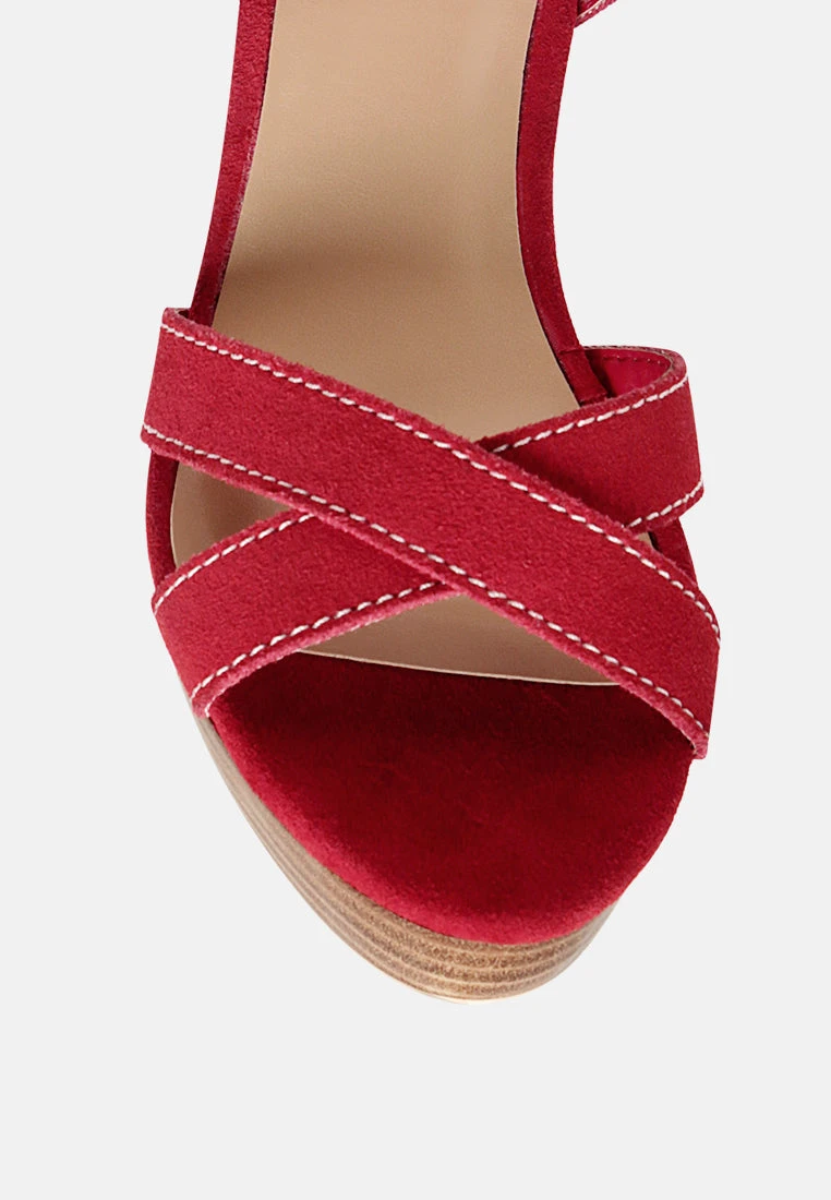 CHOUPETTE Suede Leather Block Heeled Sandal In Red 7 CHOUPETTE Suede Leather Block Heeled Sandal In Red - Image 5