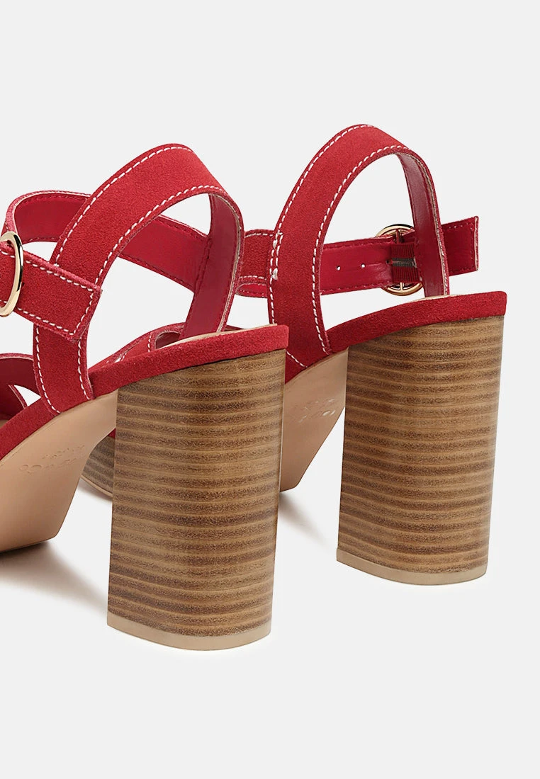 CHOUPETTE Suede Leather Block Heeled Sandal In Red 5 CHOUPETTE Suede Leather Block Heeled Sandal In Red - Image 3
