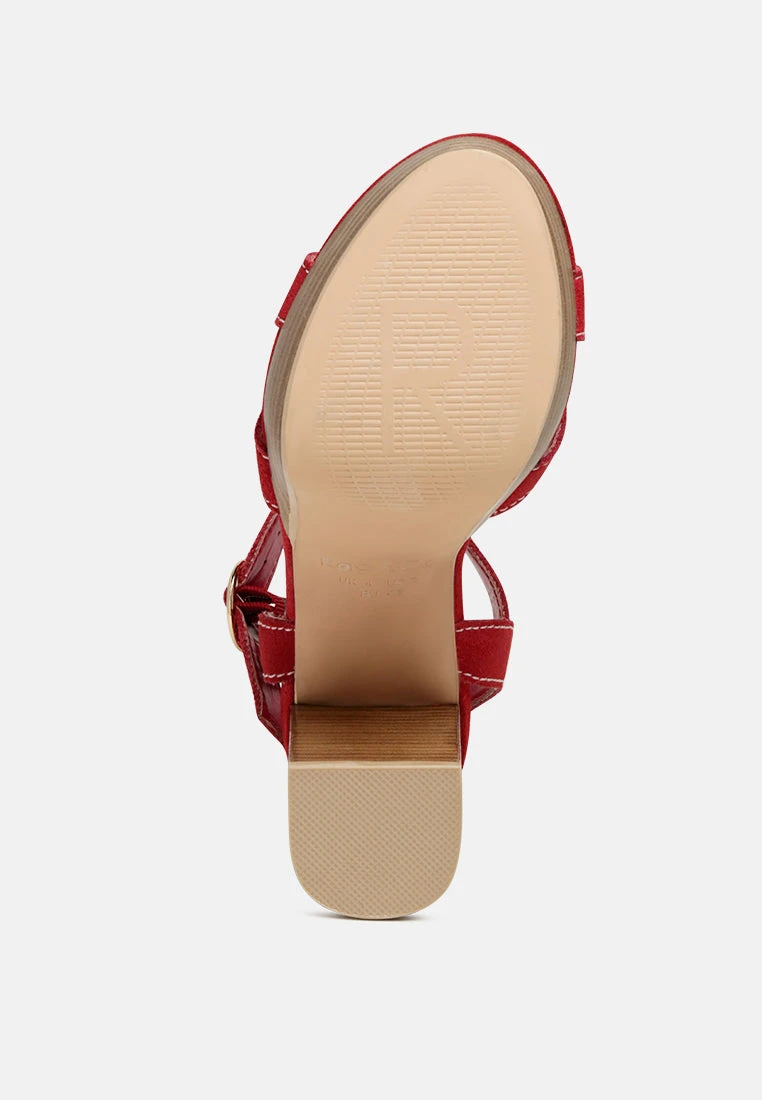 CHOUPETTE Suede Leather Block Heeled Sandal In Red 6 CHOUPETTE Suede Leather Block Heeled Sandal In Red - Image 4