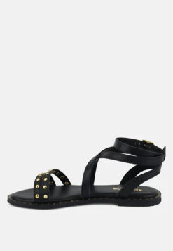 CORRIANE Studs Embellishment Black Strappy Sandals -Velvettes Shoes Shop CORRIANEStudsEmbellishmentBlackStrappySandals RCSH4093 black 6
