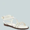 CORRIANE Studs Embellishment Off White Strappy Sandals