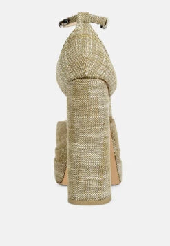 COSETTE Diamante Embellished Ankle Strap High Block Heel Sandals In Beige -Velvettes Shoes Shop COSETTEDiamanteEmbellishedAnkleStrapHighBlockHeelSandalsinBeige rcsh4185 beige 7