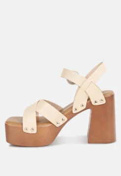CRISTINA Cross Strap Embellished Heels In Beige -Velvettes Shoes Shop CRISTINACrossStrapEmbellishedHeelsinBeigeRCSH4210Beige 4