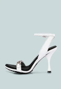 DAENERYS White Horsebit Embellished Sandals -Velvettes Shoes Shop DAENERYSWhiteMidHeeledSandals RCSH3143 White 4 4ec608ce e4de 41f7 b7a5 9d28f409f04f