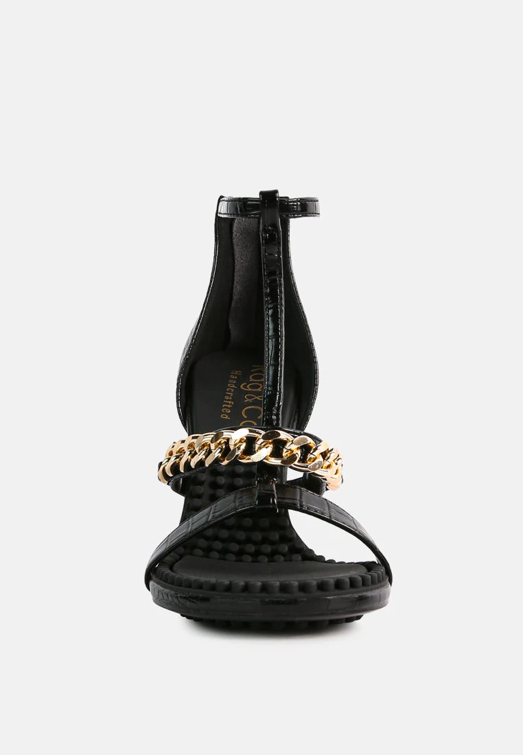 DAKOTA Metal Chain Embellishment Sandals In Black 5 DAKOTA Metal Chain Embellishment Sandals In Black - Image 3