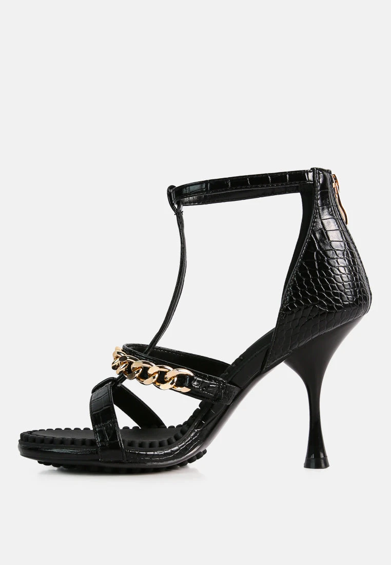 DAKOTA Metal Chain Embellishment Sandals In Black 6 DAKOTA Metal Chain Embellishment Sandals In Black - Image 4