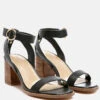 DOLPH Stack Block Heeled Sandal In Black -Velvettes Shoes Shop DOLPHStackBlockHeeledSandalinBlack RCSH2476 Black 2