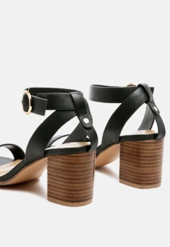 DOLPH Stack Block Heeled Sandal In Black -Velvettes Shoes Shop DOLPHStackBlockHeeledSandalinBlack RCSH2476 Black 4