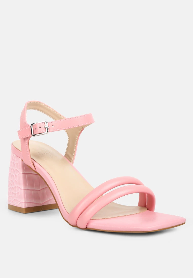 EDYTA Ankle Strap Block Heel Sandals In Pink 3 EDYTA Ankle Strap Block Heel Sandals In Pink
