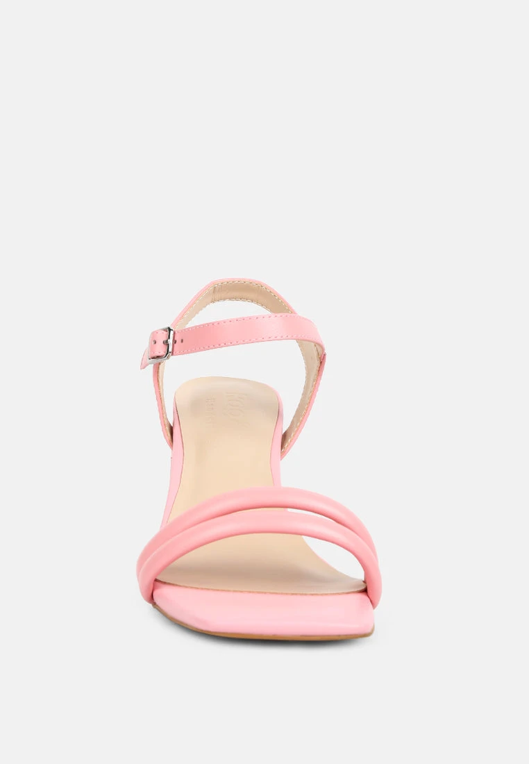 EDYTA Ankle Strap Block Heel Sandals In Pink 5 EDYTA Ankle Strap Block Heel Sandals In Pink - Image 3
