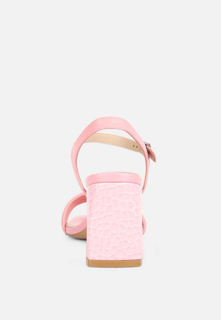 EDYTA Ankle Strap Block Heel Sandals In Pink 7 EDYTA Ankle Strap Block Heel Sandals In Pink - Image 5