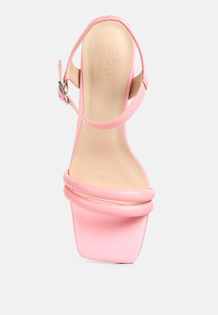 EDYTA Ankle Strap Block Heel Sandals In Pink 8 EDYTA Ankle Strap Block Heel Sandals In Pink - Image 6