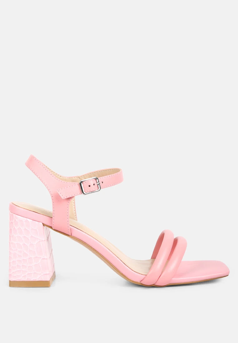 EDYTA Ankle Strap Block Heel Sandals In Pink 4 EDYTA Ankle Strap Block Heel Sandals In Pink - Image 2