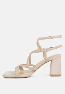 FIORELLA Beige Strappy Block Heel Sandals -Velvettes Shoes Shop FIORELLABeigeStrappyBlockHeelSandals RCSH4187 beige 4