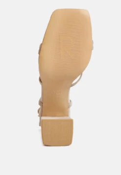 FIORELLA Beige Strappy Block Heel Sandals -Velvettes Shoes Shop FIORELLABeigeStrappyBlockHeelSandals RCSH4187 beige 8