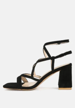 FIORELLA Black Strappy Block Heel Sandals -Velvettes Shoes Shop FIORELLABlackStrappyBlockHeelSandals RCSH4187 black 4