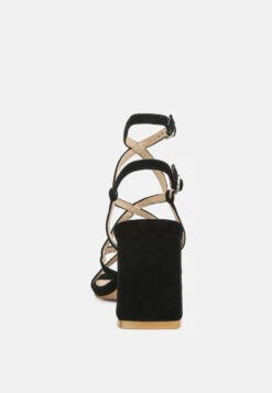FIORELLA Black Strappy Block Heel Sandals -Velvettes Shoes Shop FIORELLABlackStrappyBlockHeelSandals RCSH4187 black 6