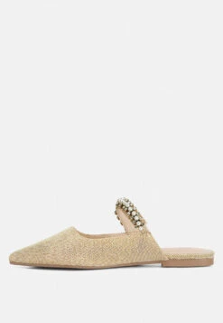 GEODE Pearl Embellished Slip On Mules In Beige -Velvettes Shoes Shop GEODEPearlEmbellishedSlipOnMules RCSH3111 beige 10