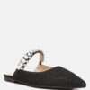 GEODE Pearl Embellished Slip On Mules In Black -Velvettes Shoes Shop GEODEPearlEmbellishedSlipOnMules RCSH3111 black 3