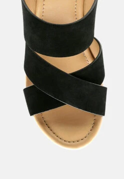 GERD Block Heeled Suede Slip-On Sandal In Black -Velvettes Shoes Shop GERDBlockHeeledSuedeSlip OnSandalinBlack RCSH2475 Black 3