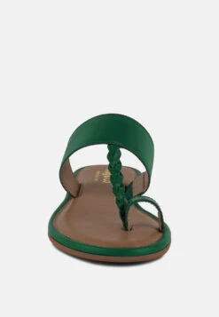 HARRIS Green Toe Ring Braided Slip Ons -Velvettes Shoes Shop HARRISGreenToeRingBraidedSlipOns RCSH4097 GREEN 3